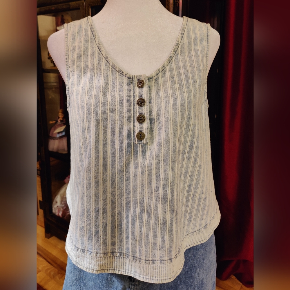 Vintage My Michelle Denim Button Down Tank Top